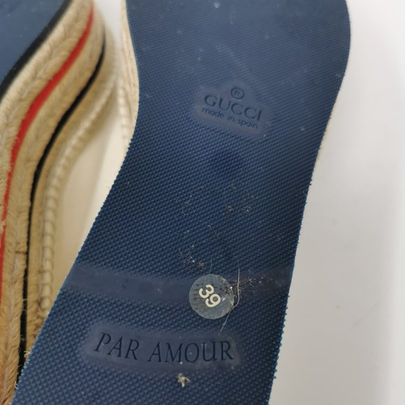 Gucci Canvas Logo Lace-up Wedge Espadrille Platform Shoes - Picture 13 of 13